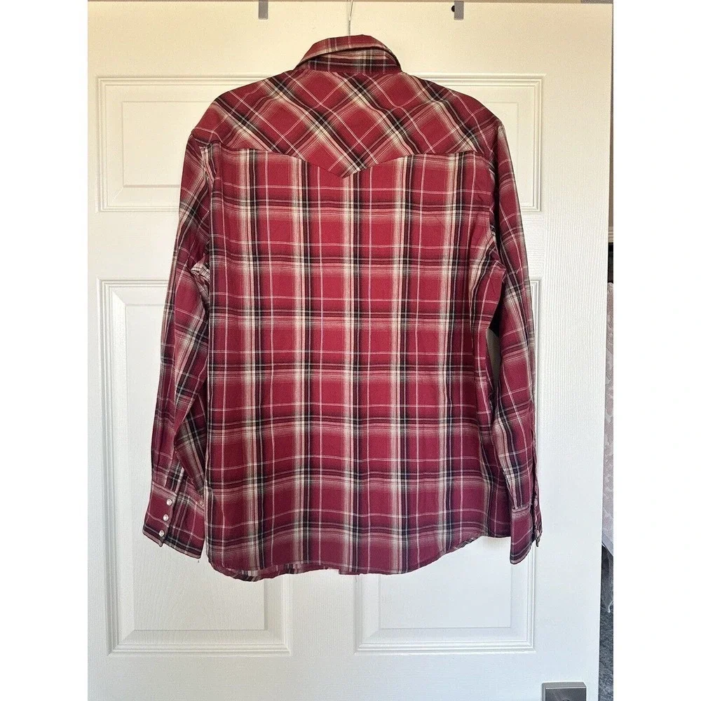 Vtg Wrangler Shirt Western Pearl Snap Sz L Plaid Sawtooth Cowboy Rodeo R…​ - Picture 6 of 6